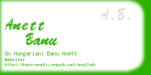 anett banu business card
